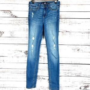 Hollister Womens Mid‎ Rise Super Skinny Jeans Size 25 Distressed Stretch Denim